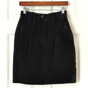 B.E.S.T. Authentic 90's Vintage Suede Leather High Waisted Mini Skirt Black 7